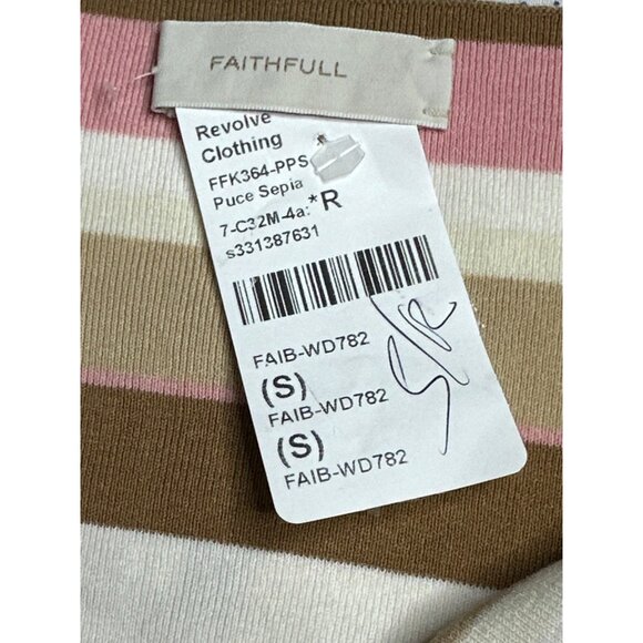 FAITHFULL THE BRAND Esenia Knit Dress in Puce Sepia Stripe Small New Womens Maxi - Picture 10 of 16
